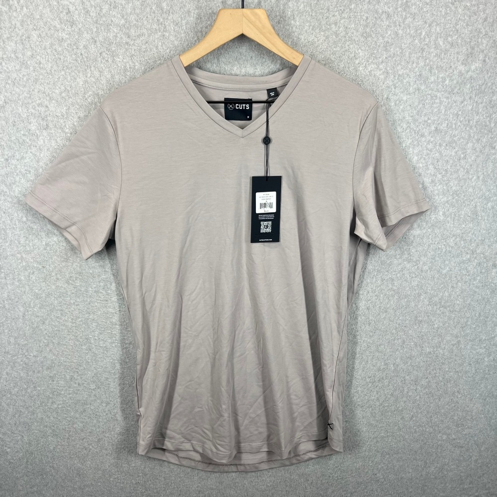 Cuts AO V-Neck Curve-Hem Tee Mens M Dusky Graphite MT10006N PYCA Pro NWT
